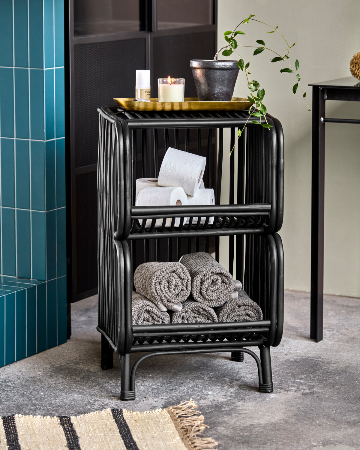 Shelf Rotangist Abilaud / Riiul, Must