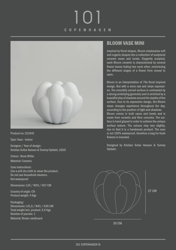 Bloom Vaas, Valge - 101 Copenhagen - snug.ee